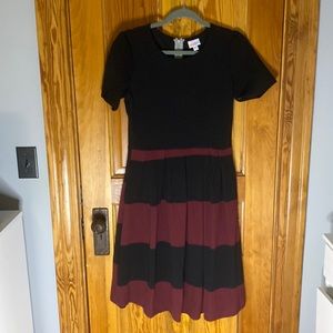 NWT Large Amelia Black and Maroon Striped Dress